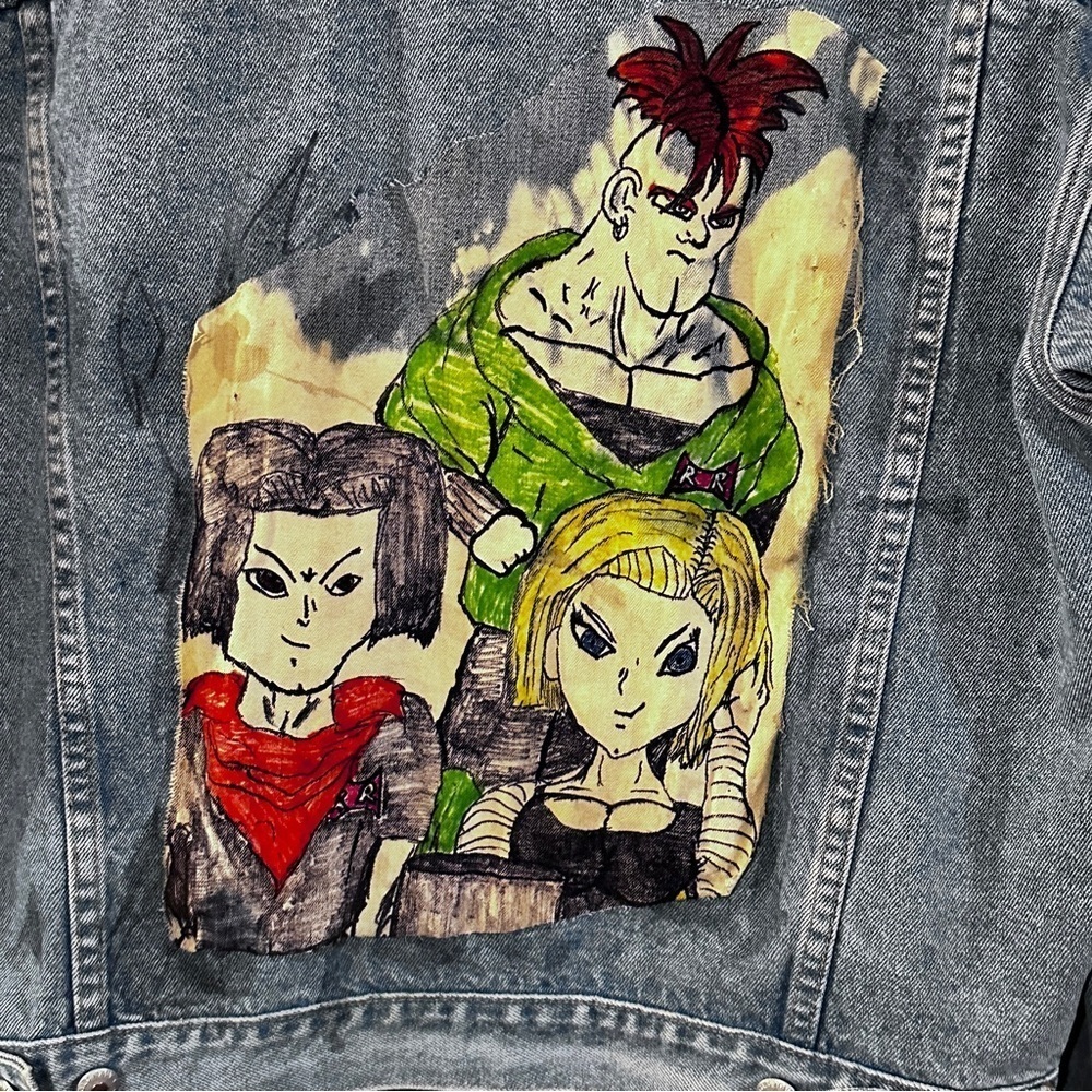 Custom Akira Toriyama Dragon Ball Z Androids Old Navy Denim Jacket Art Patch - Picture 12 of 16